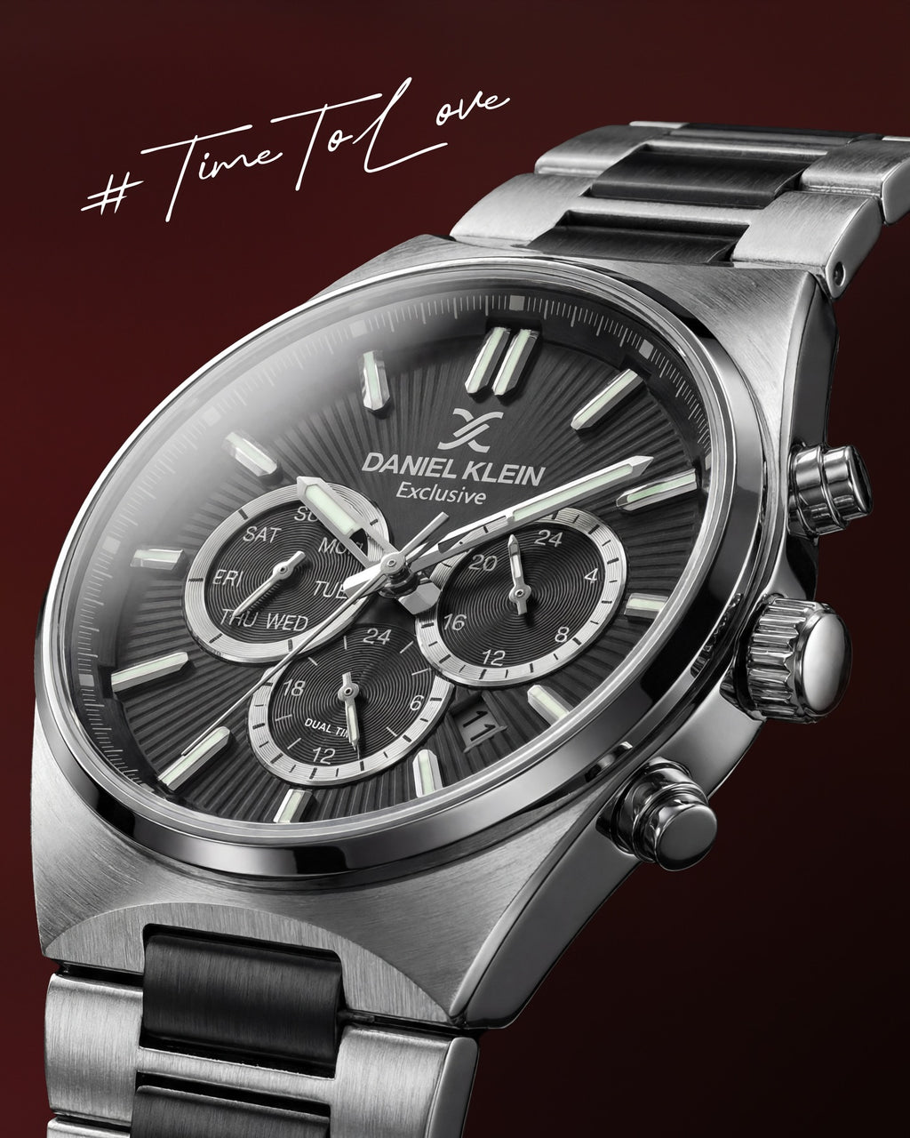 دانيال كلاين ستانلس ستيل فضي وأسود ساعة للرجال DK.1.14210-6