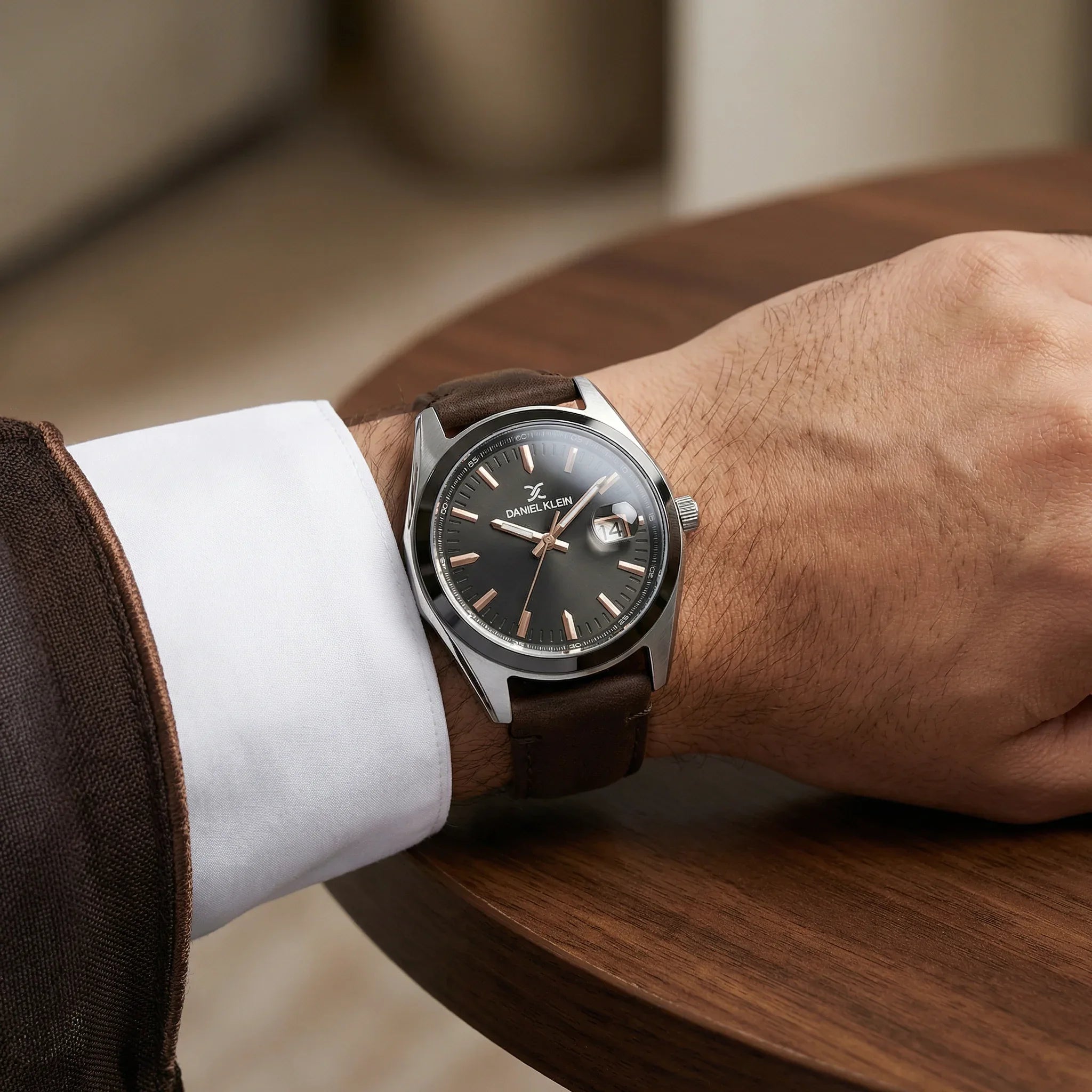Daniel Klein Premium Dark Brown Leather Watch for Men DK.1.14138-6 - Daniel Klein Saudi Arabia
