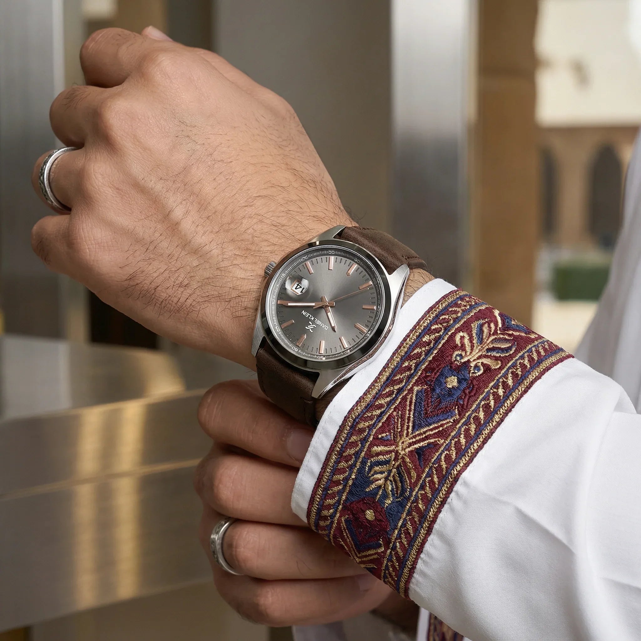 Daniel Klein Premium Dark Brown Leather Watch for Men DK.1.14138-6 - Daniel Klein Saudi Arabia