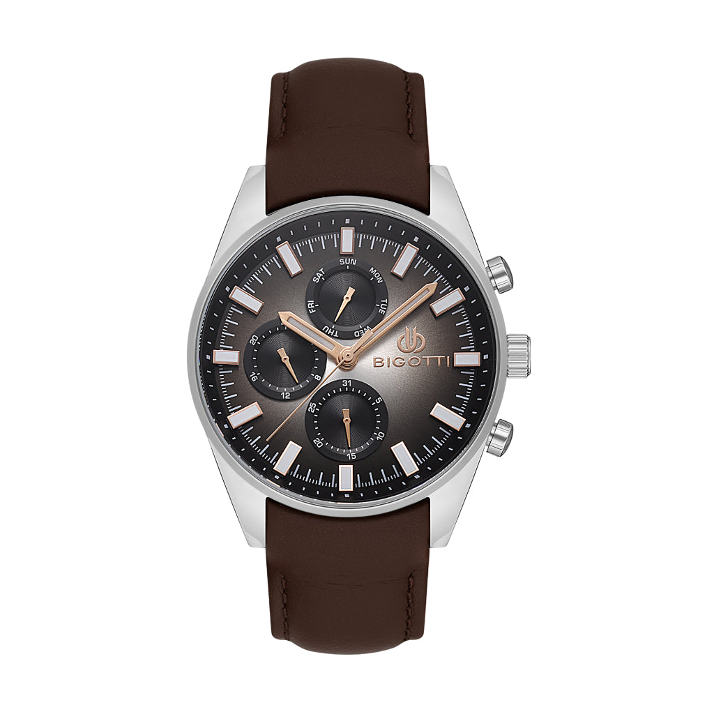 Bigotti Dark Brown Genuine Leather Watch for Men BG.1.10516-4