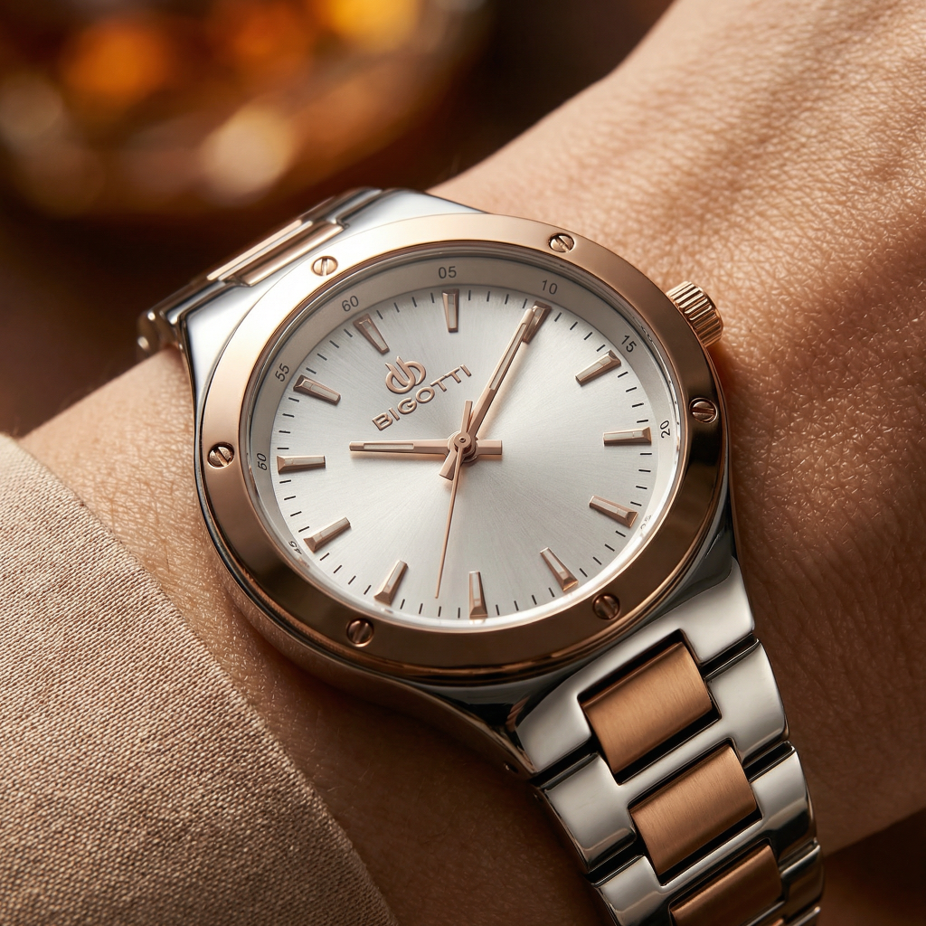 Bigotti Quotidiano Silver and Rose Gold Stainless Steel Watch for Women BG.1.10533-5