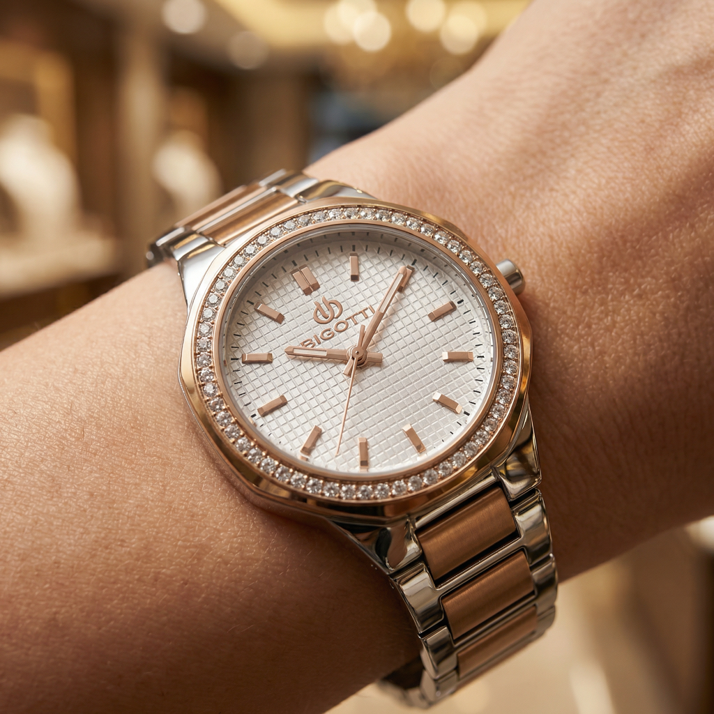 Bigotti Raffinato Silver and Rose Gold Stainless Steel Watch for Women BG.1.10539-5