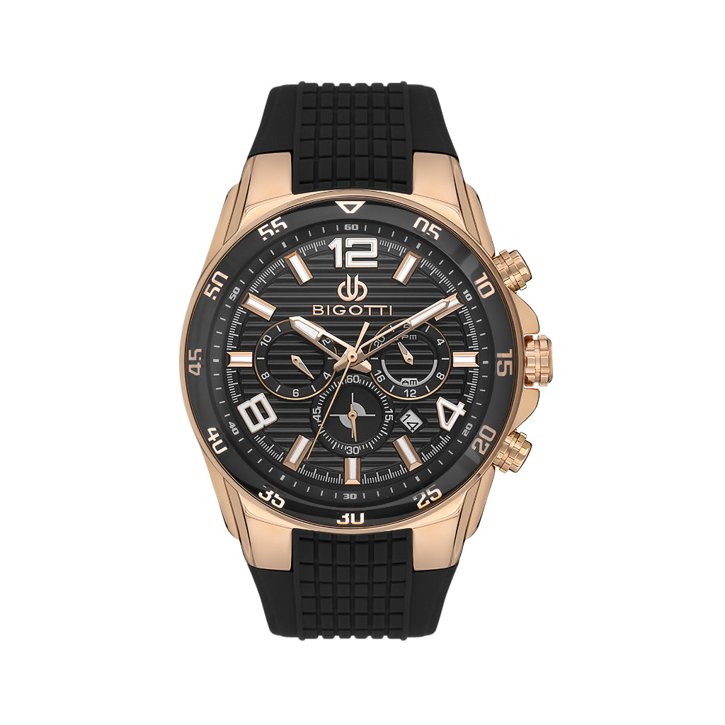 Bigotti Raffinato Black Silicone Watch for Men BG.1.10552-5