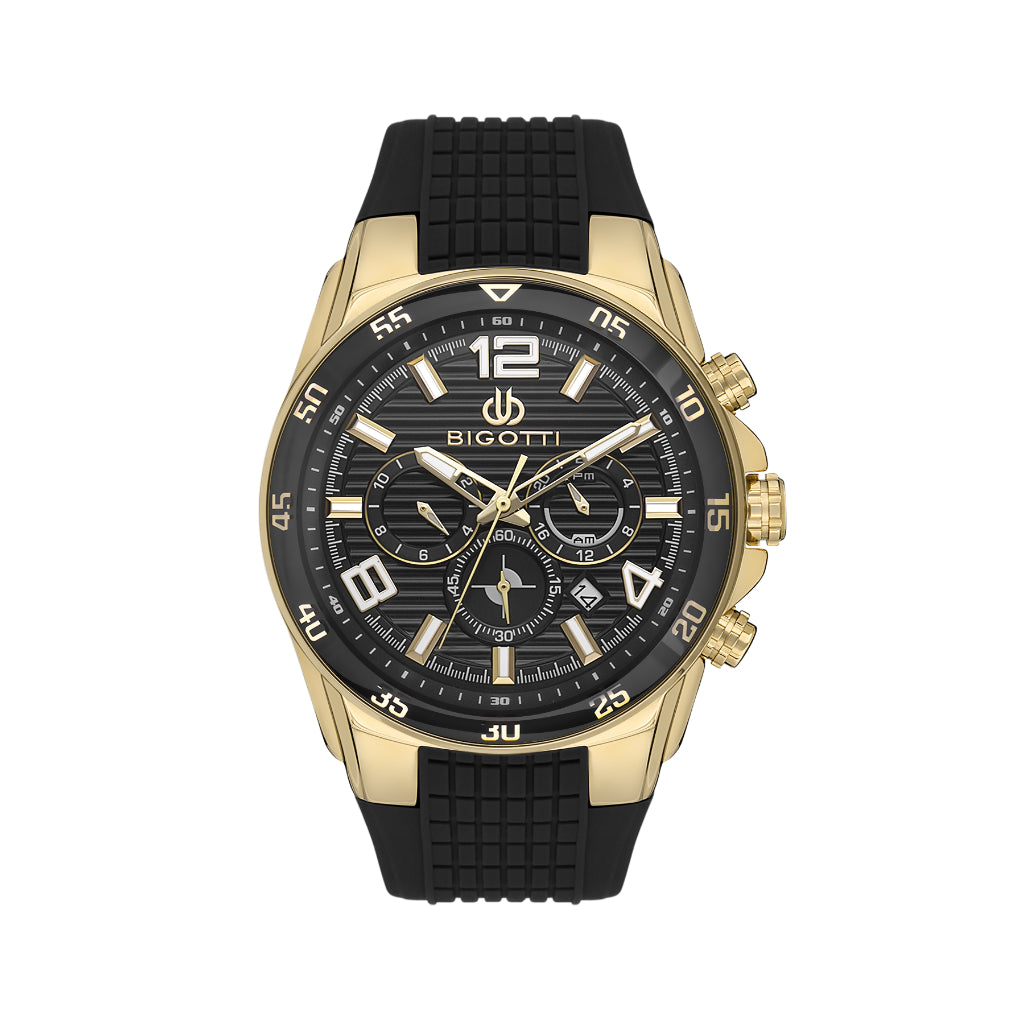 Bigotti Raffinato Black Silicone Watch for Men BG.1.10552-8