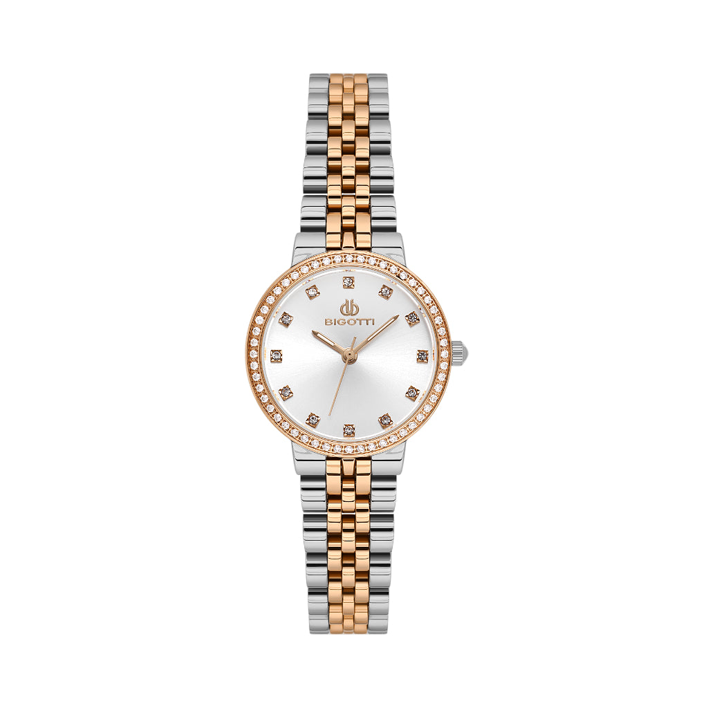 Bigotti Quotidiana Silver and Rose Gold Stainless Steel Watch for Women BG.1.10652-6
