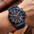 Bigotti Raffinato Dark Blue Silicone Band Watch for Men BG.1.10668-5