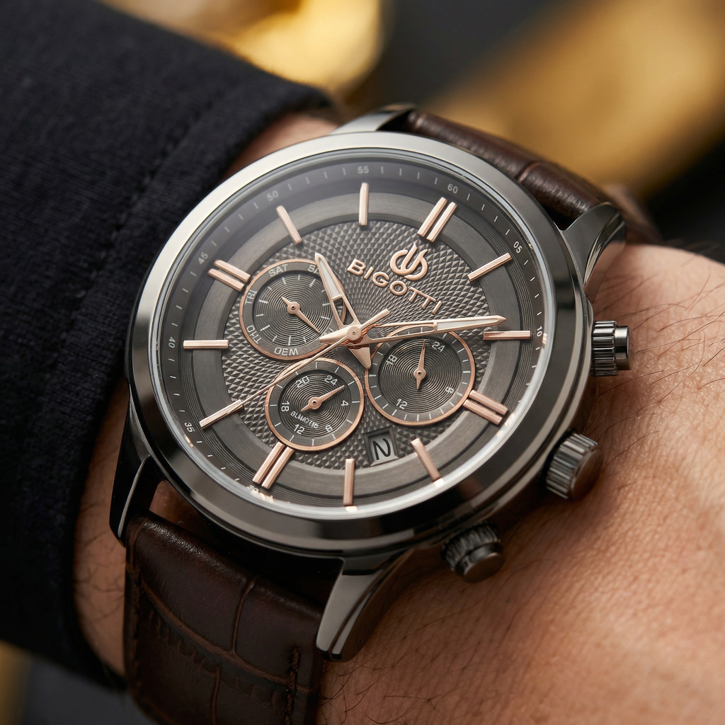 Bigotti Quotidiano Dark Brown Genuine Leather Watch for Men BG.1.10671-5