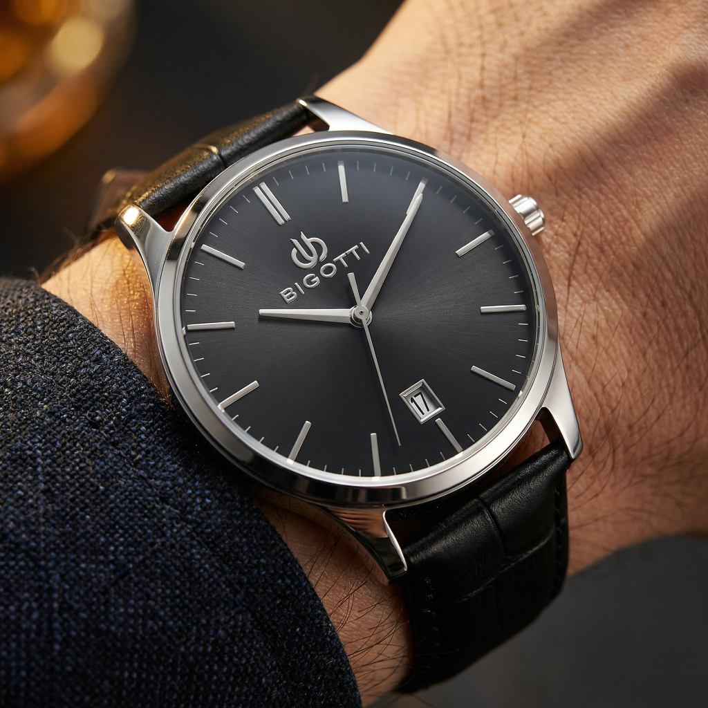 Bigotti Quotidiano Black Genuine Leather Watch for Men BG.1.10672-2