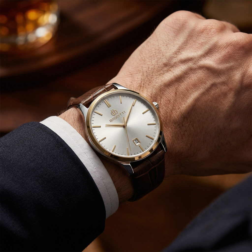 Bigotti Quotidiano Dark Brown Genuine Leather Watch for Men BG.1.10672-4