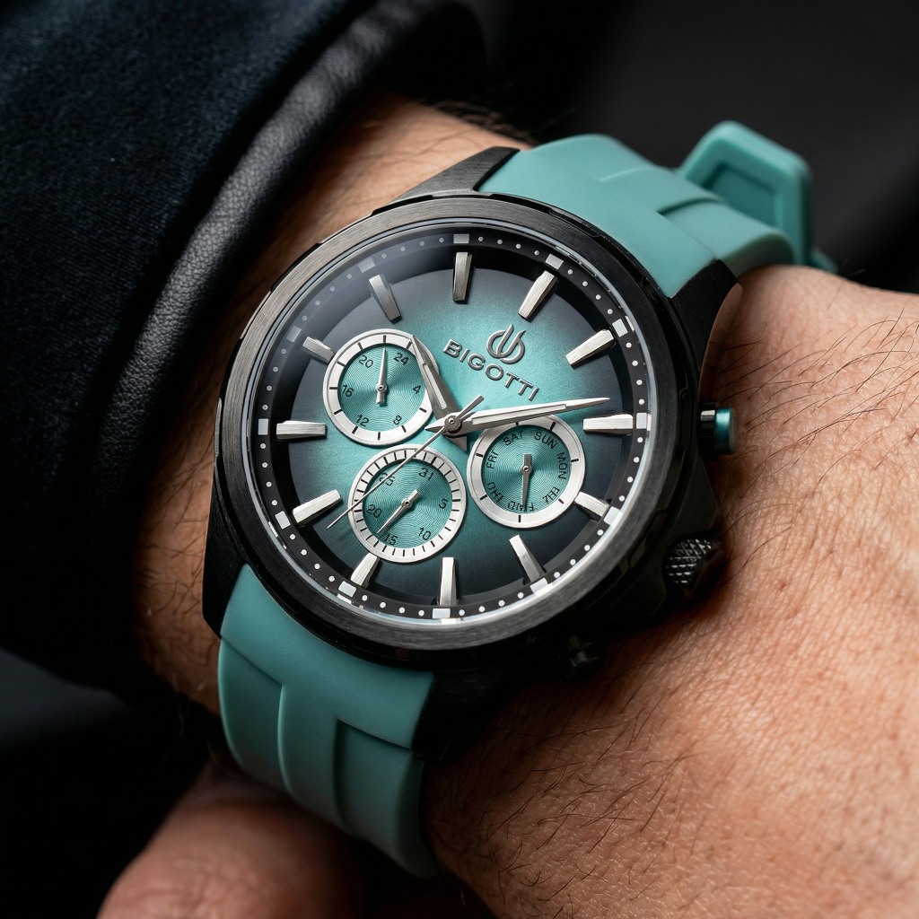 Bigotti Raffinato Blue Silicone Band Watch for Men BG.1.10679-6