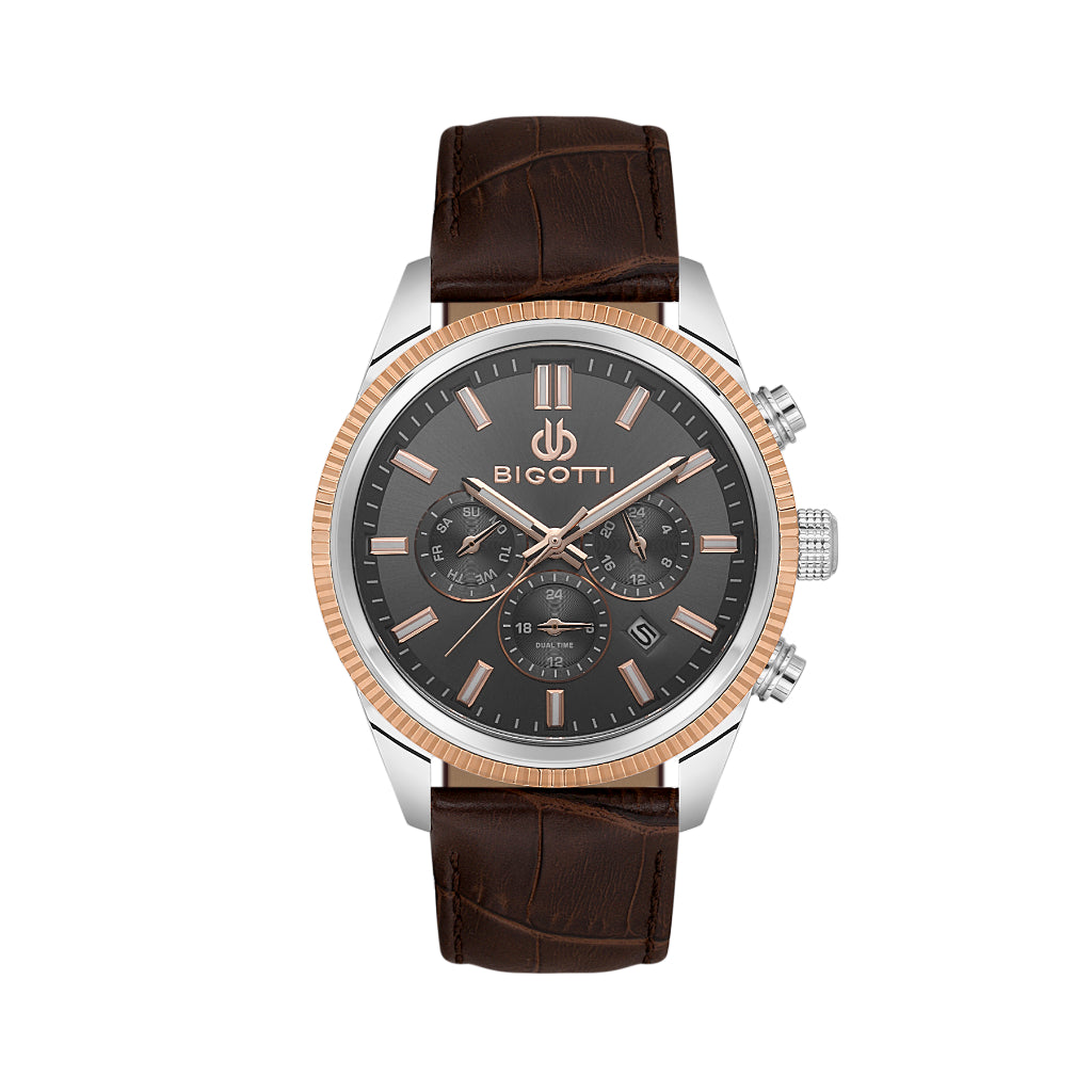 Bigotti Quotidiano Dark Brown Genuine Leather Watch for Men BG.1.10688-5