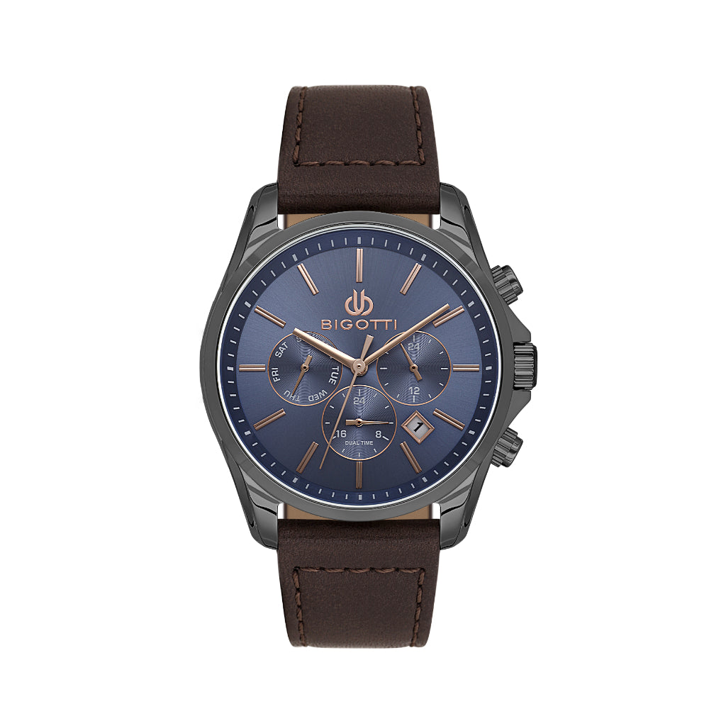 Bigotti Quotidiano Dark Brown Genuine Leather Watch for Men BG.1.10690-4