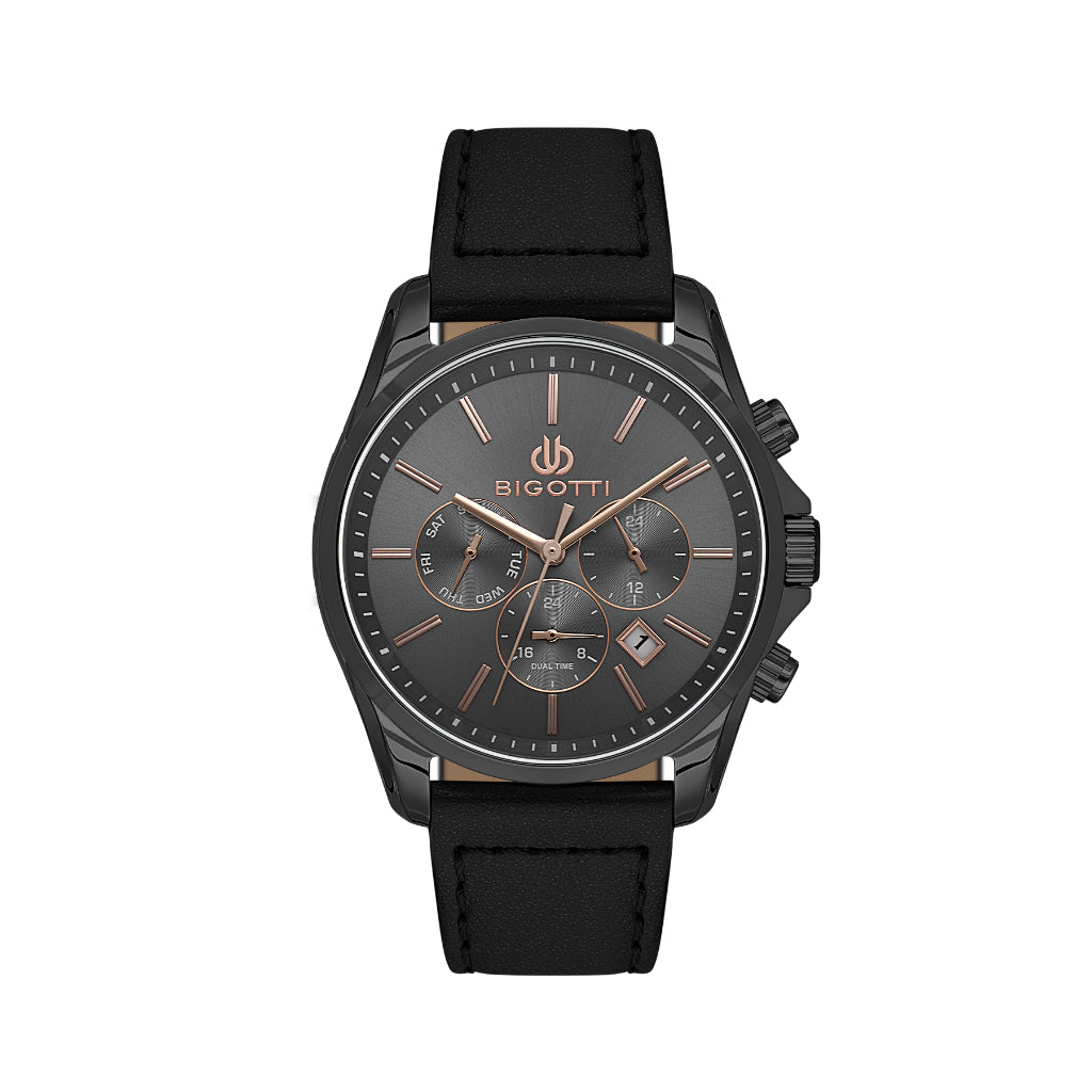 Bigotti Quotidiano Black Genuine Leather Watch for Men BG.1.10690-5
