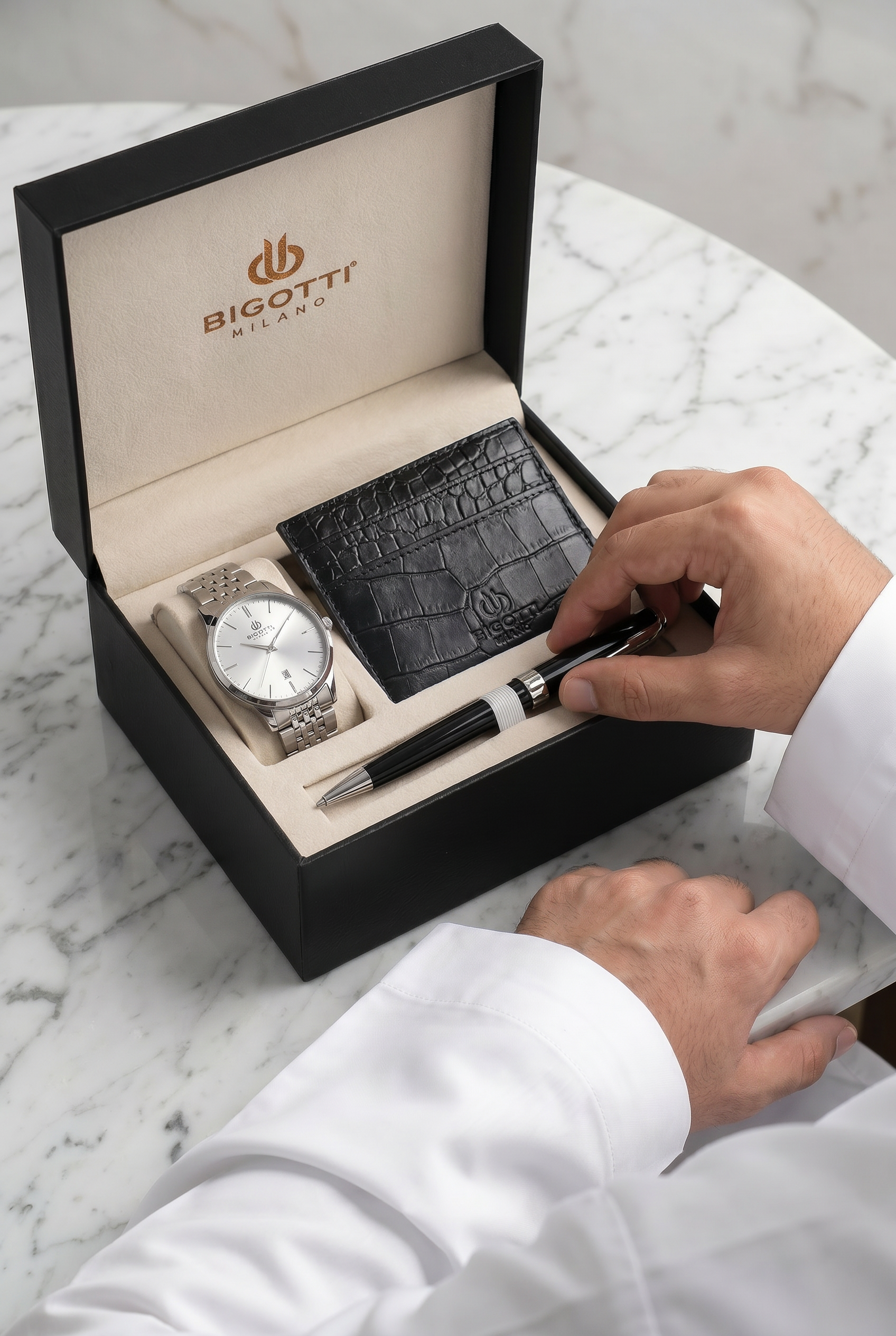 Bigotti Quotidiano Silver Stainless Steel Watch Gift Set for Men BG.1.10695-1
