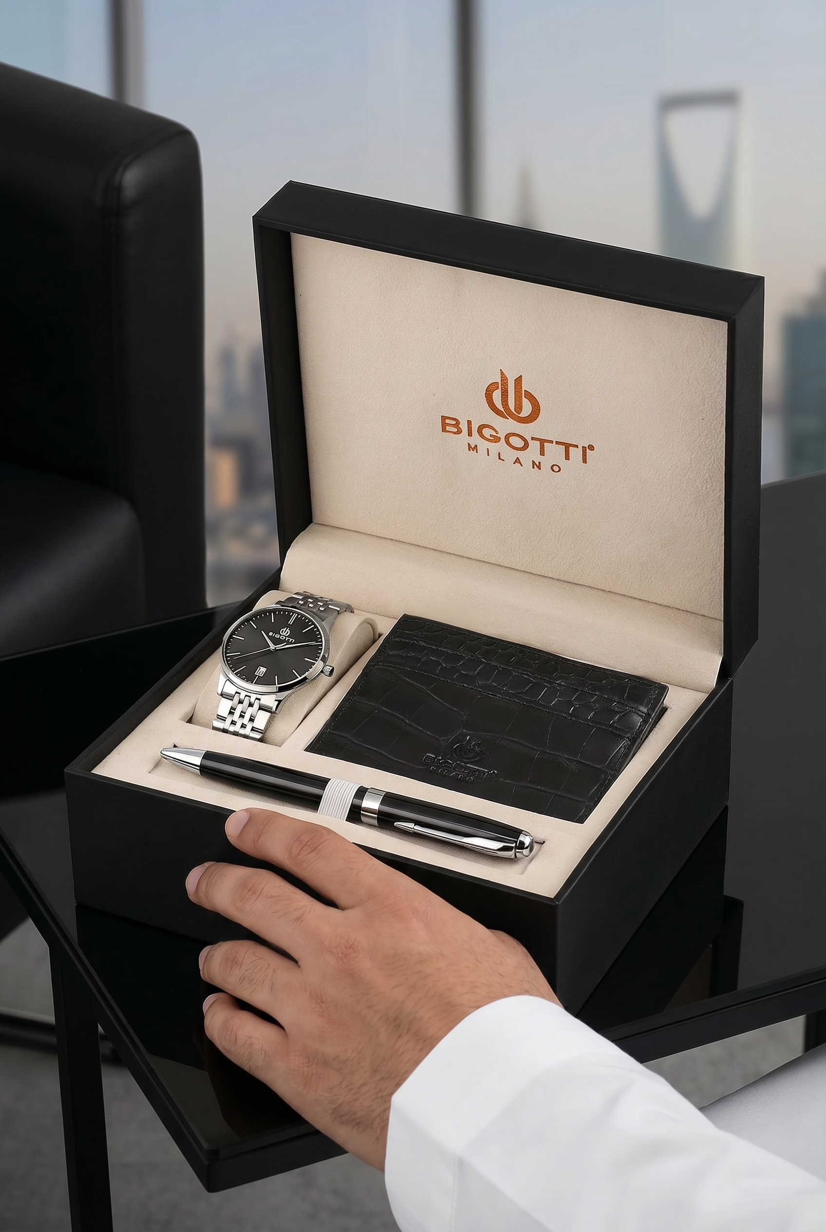 Bigotti Quotidiano Silver Stainless Steel Watch Gift Set for Men BG.1.10695-2