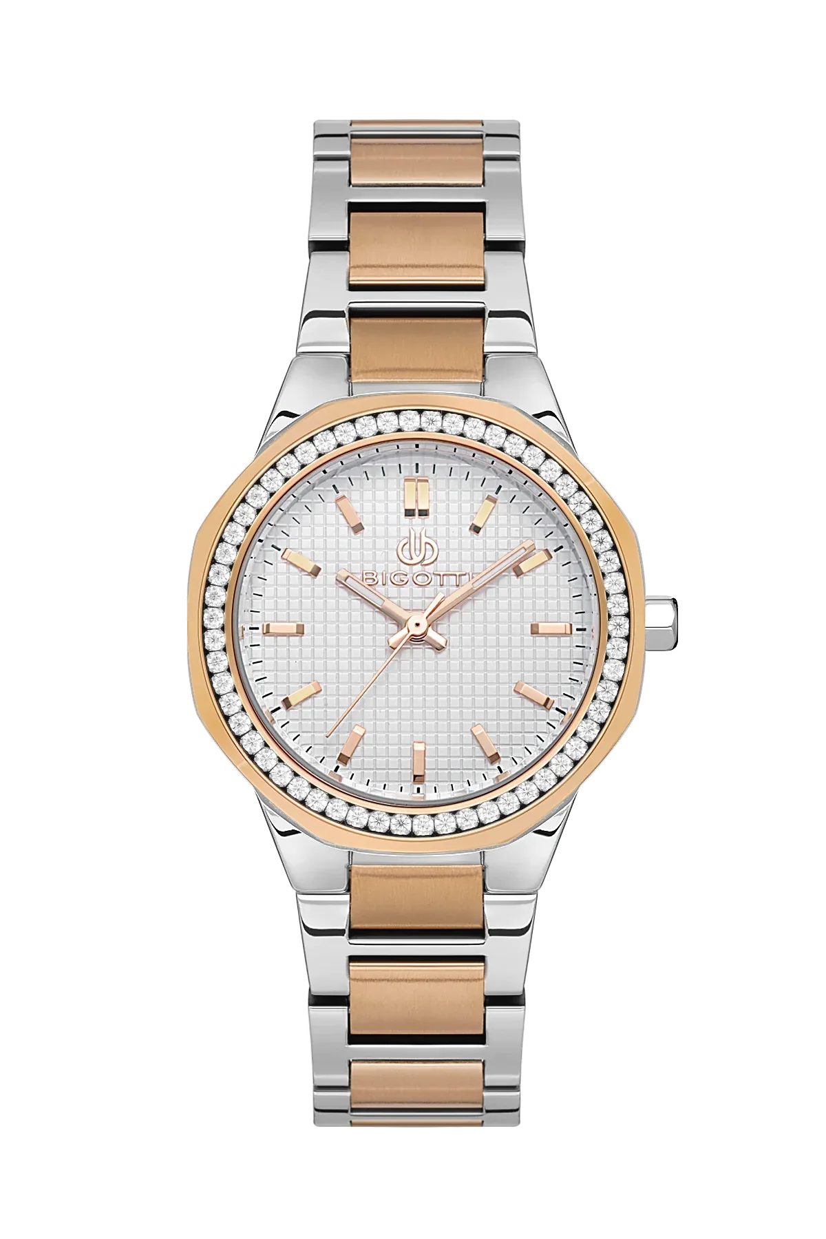 Bigotti Raffinato Silver and Rose Gold Stainless Steel Watch for Women BG.1.10539-5 - Daniel Klein Saudi Arabia