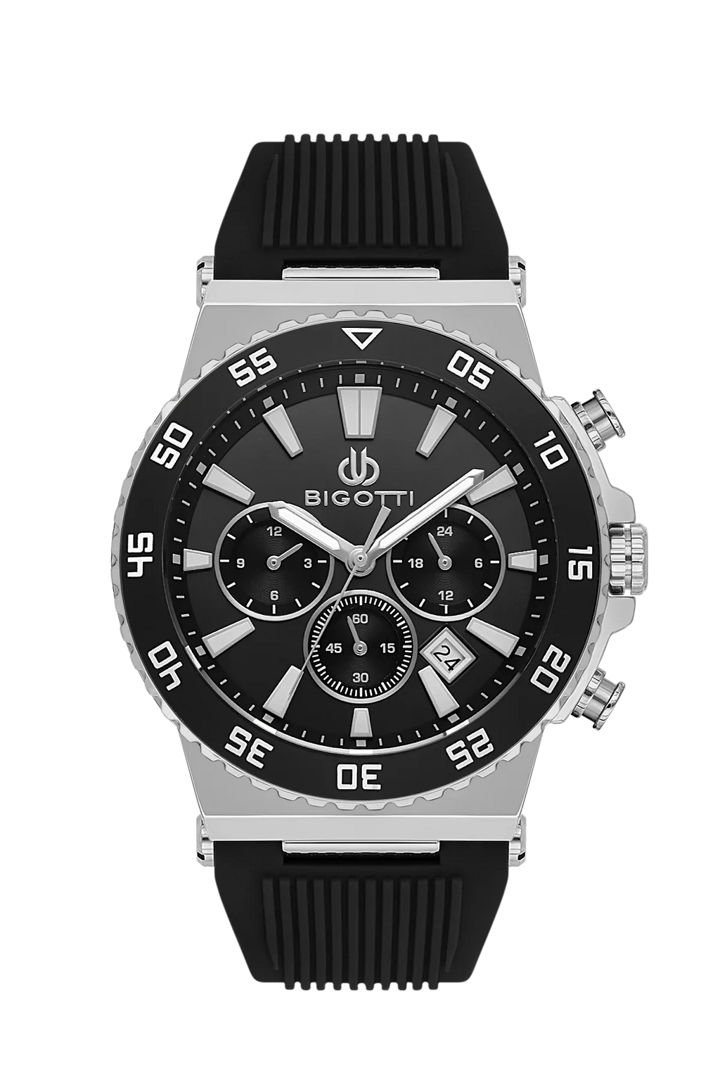 Bigotti Raffinato Black Silicone Band Watch for Men BG.1.10668-1 - Daniel Klein Saudi Arabia