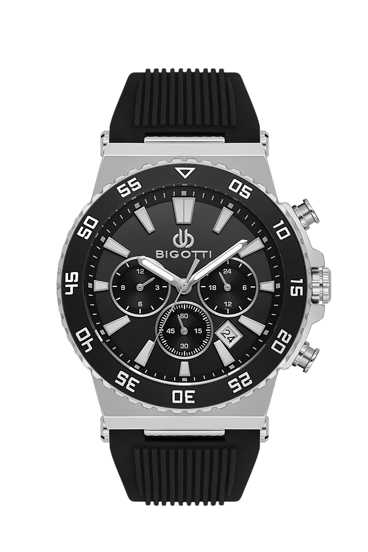Bigotti Raffinato Black Silicone Band Watch for Men BG.1.10668-1 - Daniel Klein Saudi Arabia