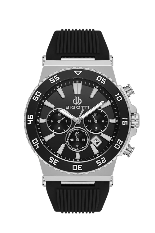 Bigotti Raffinato Black Silicone Band Watch for Men BG.1.10668-1 - Daniel Klein Saudi Arabia