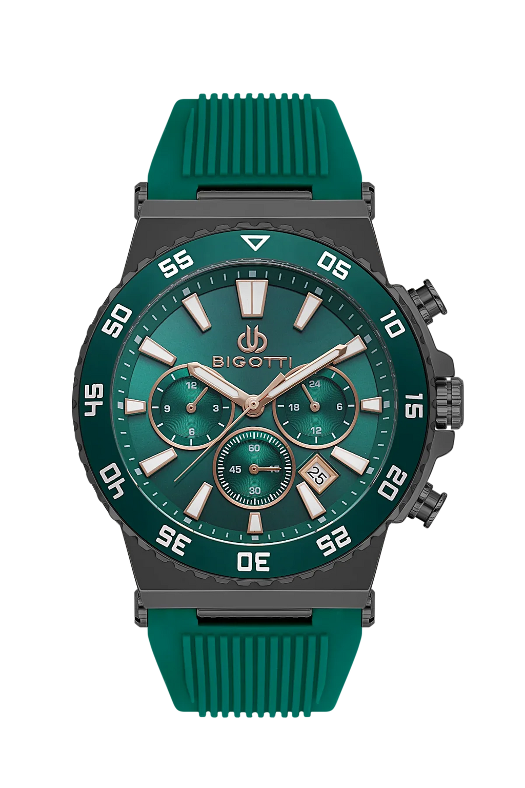 Bigotti Raffinato Dark Green Silicone Band Watch for Men BG.1.10668-3 - Daniel Klein Saudi Arabia