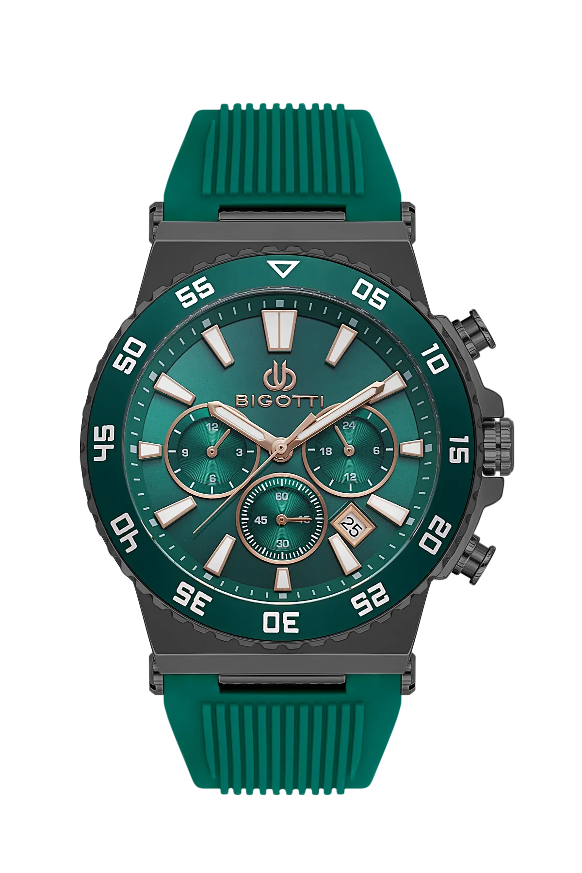 Bigotti Raffinato Dark Green Silicone Band Watch for Men BG.1.10668-3 - Daniel Klein Saudi Arabia