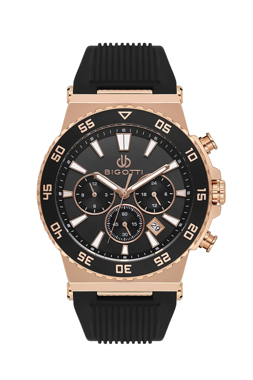 Bigotti Raffinato Black Silicone Band Watch for Men BG.1.10668-4 - Daniel Klein Saudi Arabia