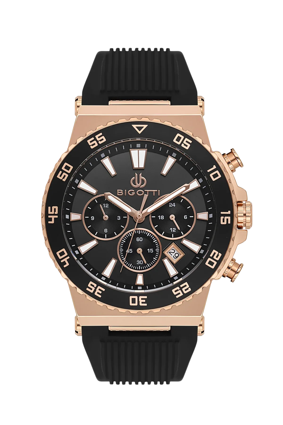 Bigotti Raffinato Black Silicone Band Watch for Men BG.1.10668-4 - Daniel Klein Saudi Arabia