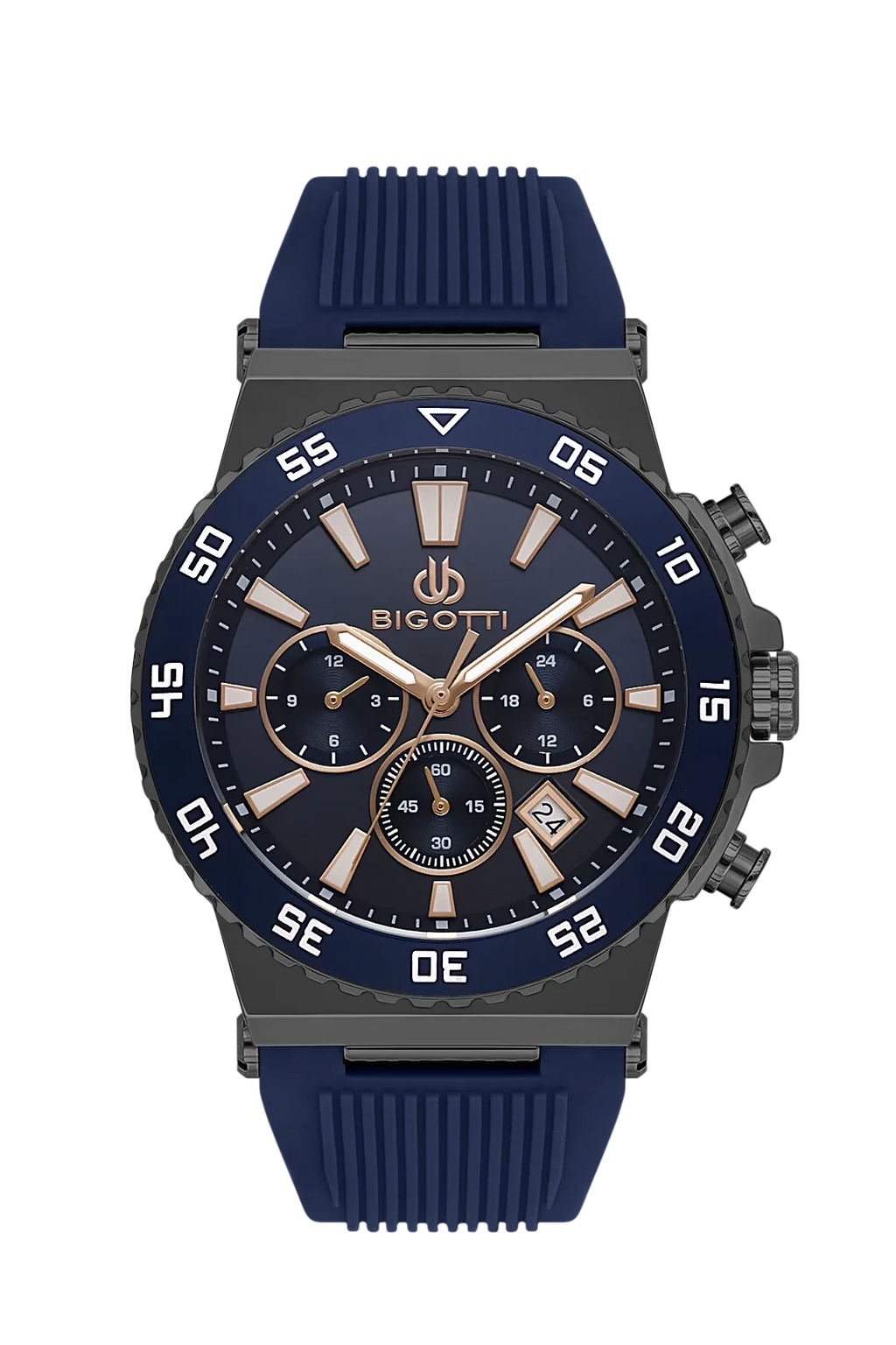 Bigotti Raffinato Dark Blue Silicone Band Watch for Men BG.1.10668-5 - Daniel Klein Saudi Arabia