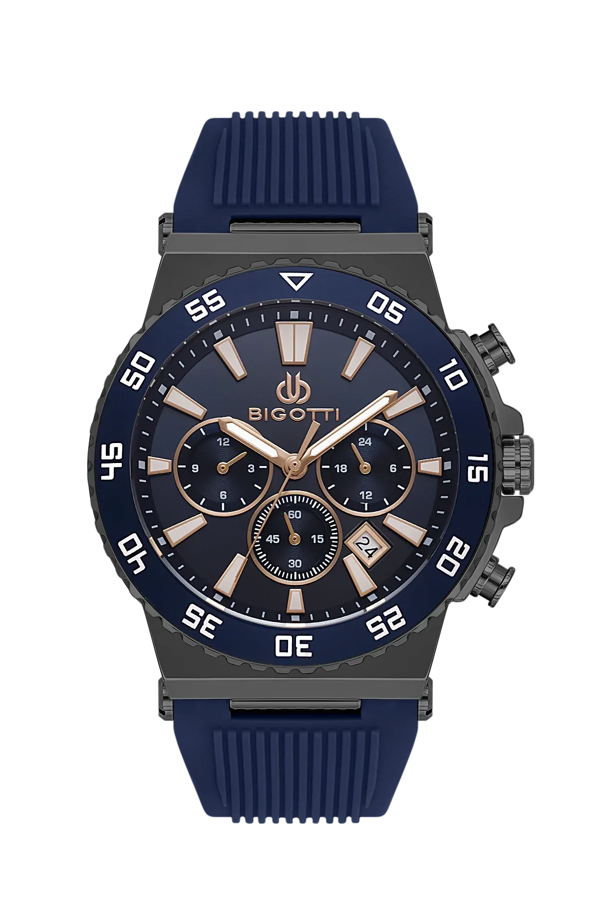 Bigotti Raffinato Dark Blue Silicone Band Watch for Men BG.1.10668-5 - Daniel Klein Saudi Arabia