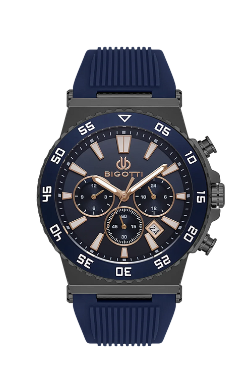 Bigotti Raffinato Dark Blue Silicone Band Watch for Men BG.1.10668-5 - Daniel Klein Saudi Arabia
