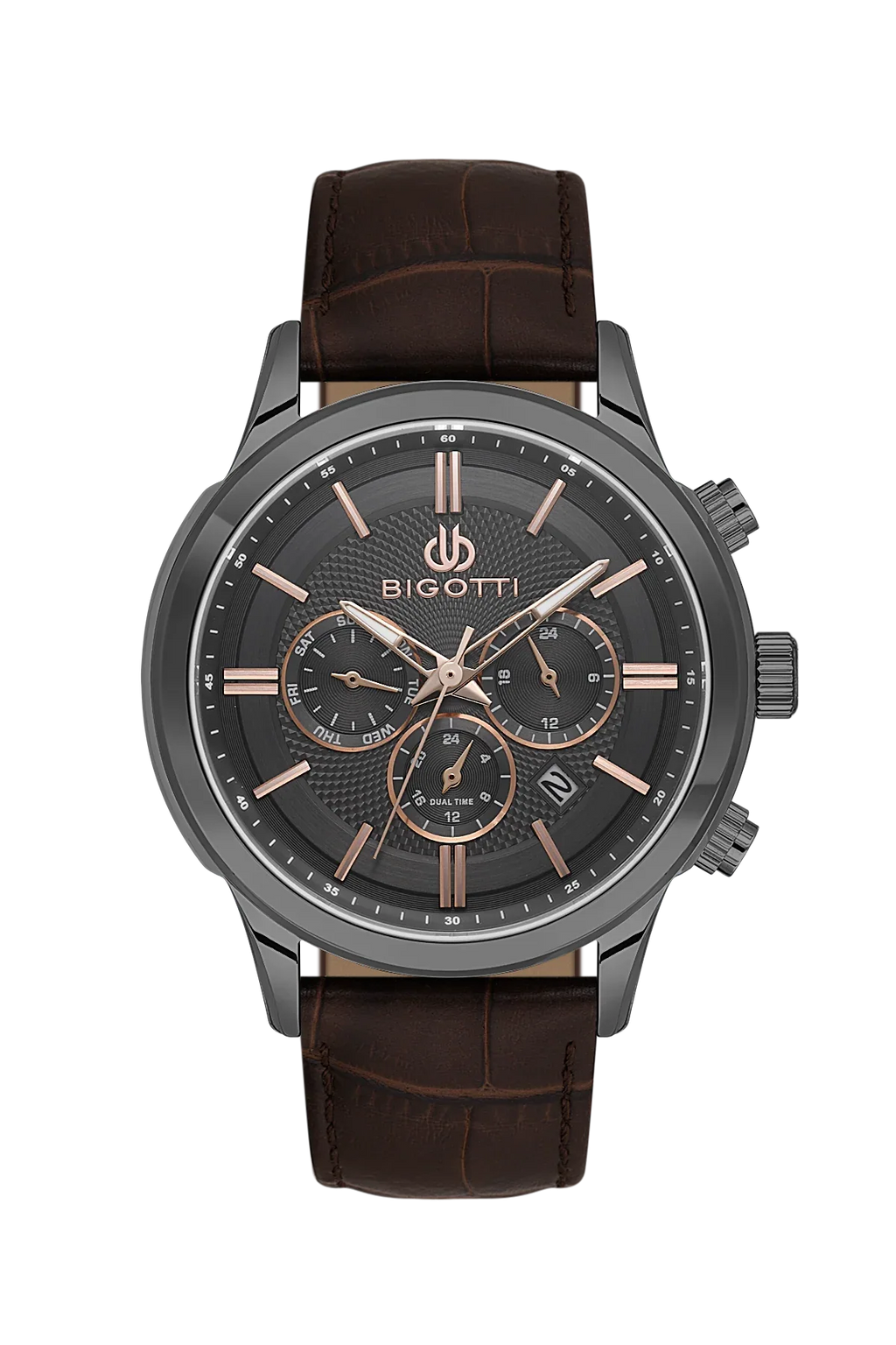 Bigotti Quotidiano Dark Brown Genuine Leather Watch for Men BG.1.10671-5 - Daniel Klein Saudi Arabia