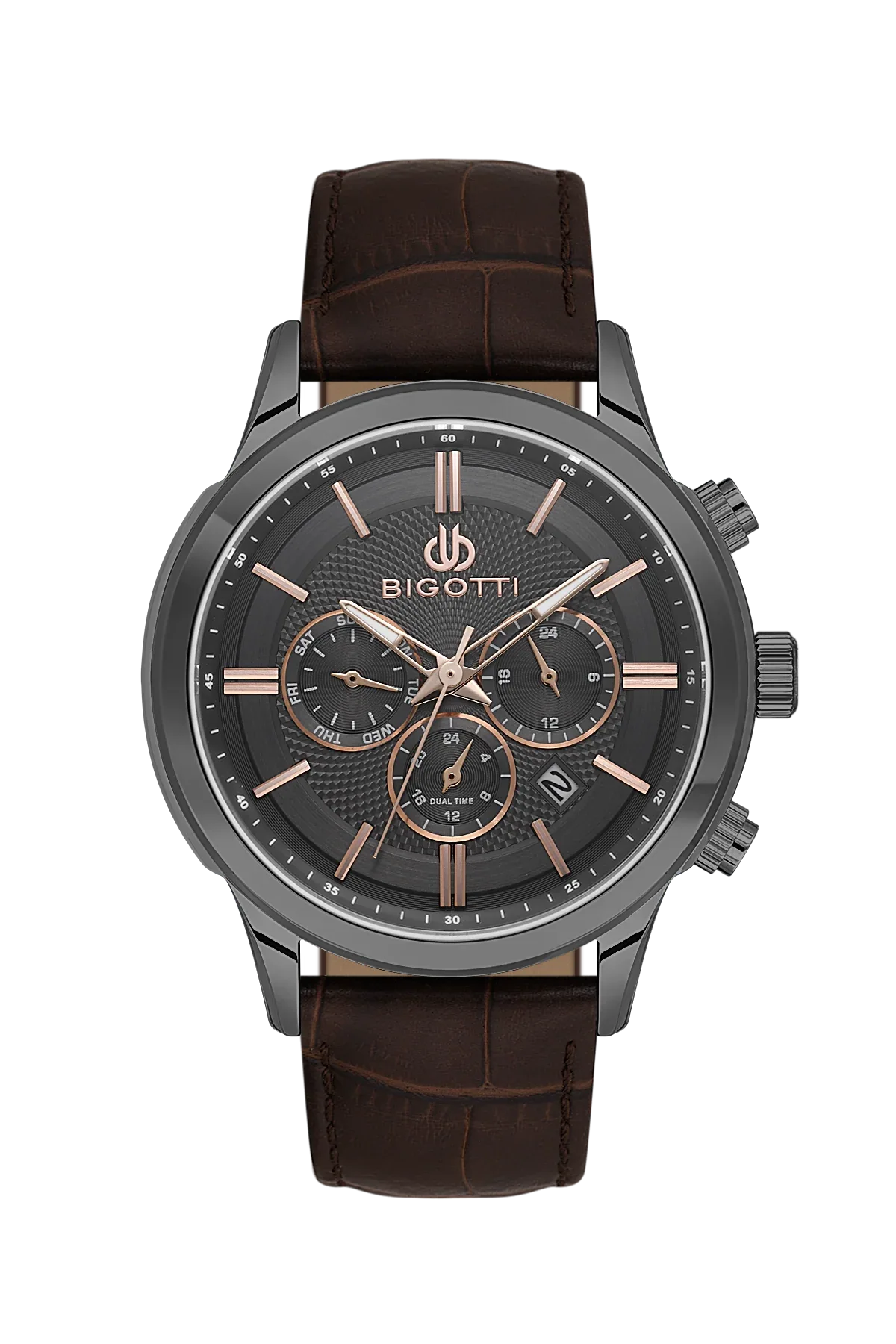 Bigotti Quotidiano Dark Brown Genuine Leather Watch for Men BG.1.10671-5 - Daniel Klein Saudi Arabia