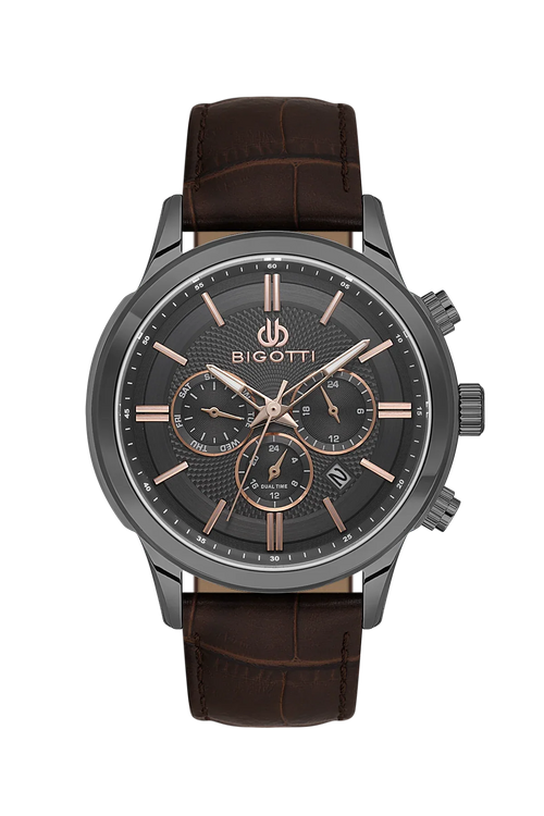 Bigotti Quotidiano Dark Brown Genuine Leather Watch for Men BG.1.10671-5 - Daniel Klein Saudi Arabia