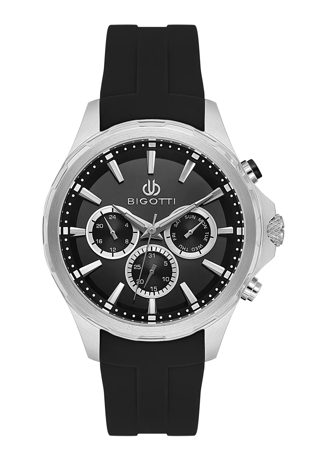 Bigotti Raffinato Black Silicone Band Watch for Men BG.1.10679-1 - Daniel Klein Saudi Arabia