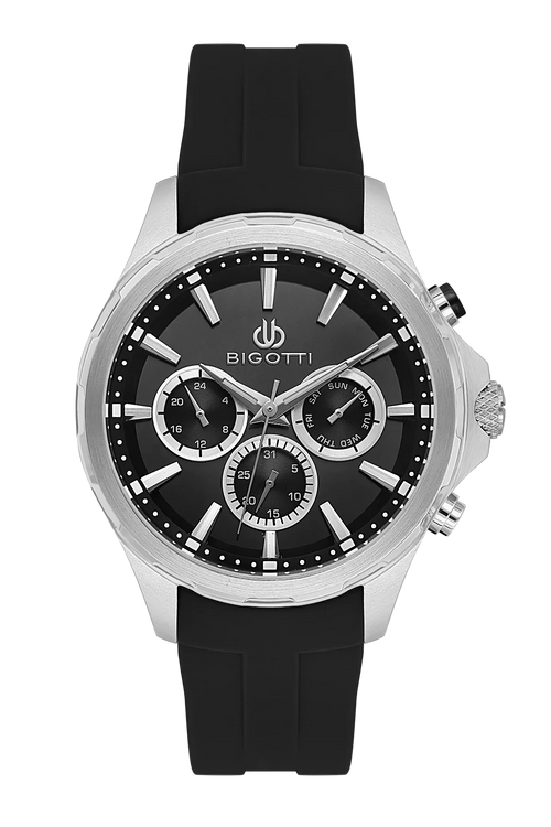 Bigotti Raffinato Black Silicone Band Watch for Men BG.1.10679-1 - Daniel Klein Saudi Arabia