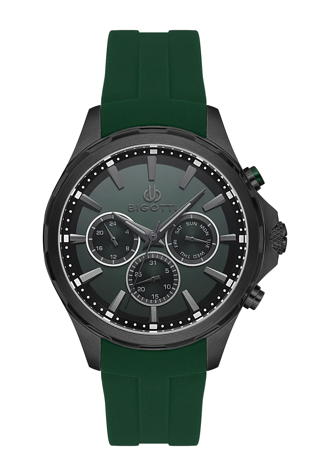 Bigotti Raffinato Dark Green Silicone Band Watch for Men BG.1.10679-2 - Daniel Klein Saudi Arabia