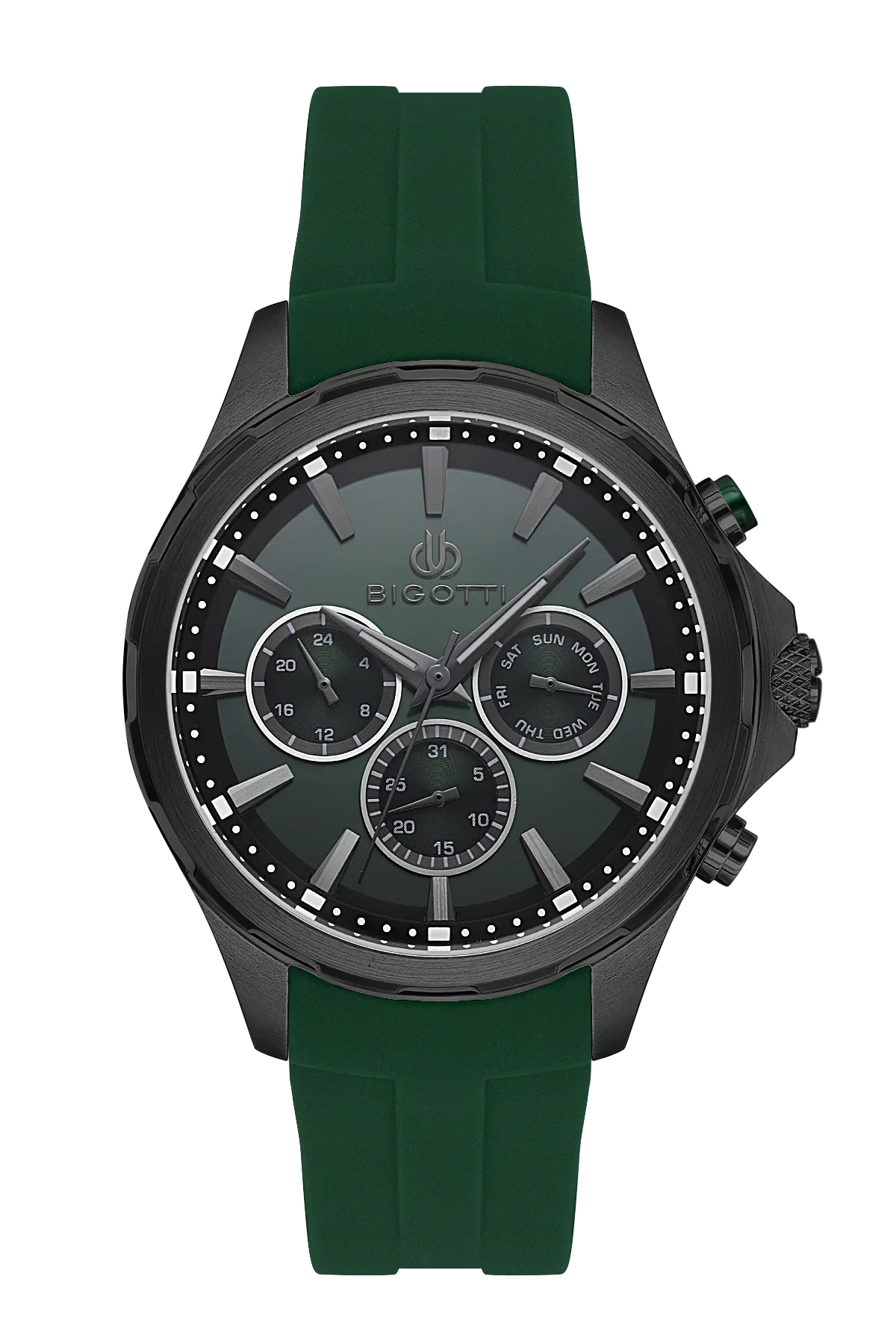 Bigotti Raffinato Dark Green Silicone Band Watch for Men BG.1.10679-2 - Daniel Klein Saudi Arabia
