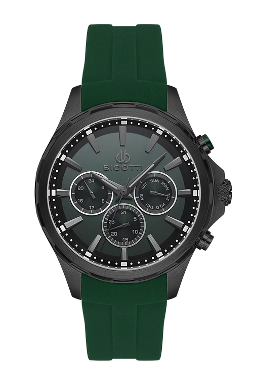 Bigotti Raffinato Dark Green Silicone Band Watch for Men BG.1.10679-2 - Daniel Klein Saudi Arabia