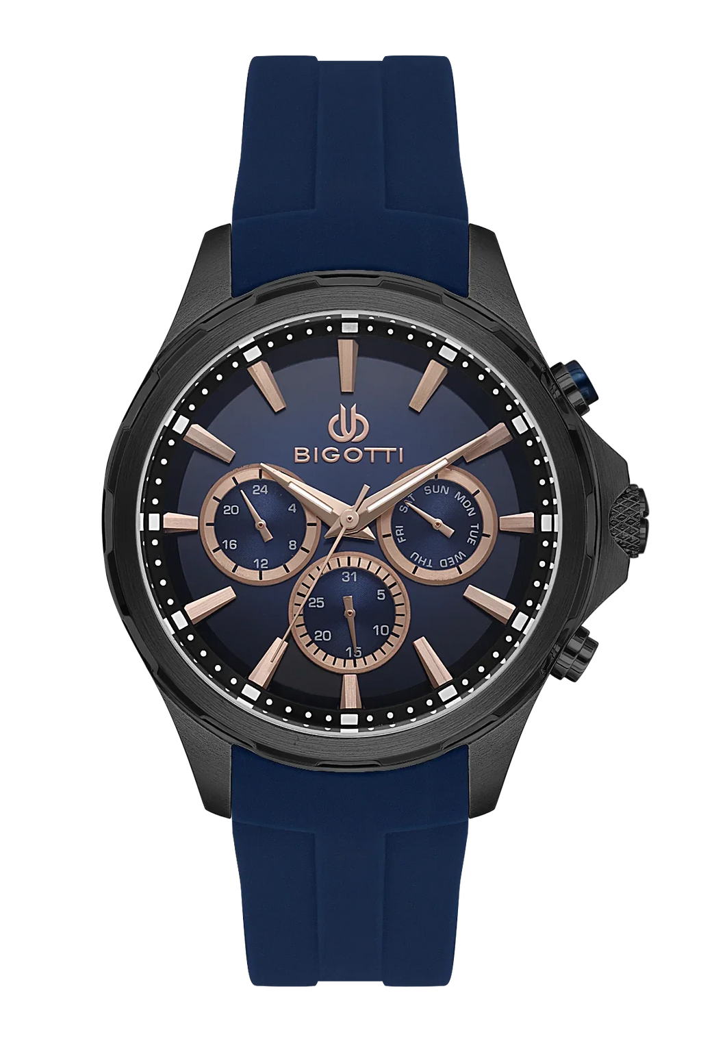 Bigotti Raffinato Dark Blue Silicone Band Watch for Men BG.1.10679-3 - Daniel Klein Saudi Arabia
