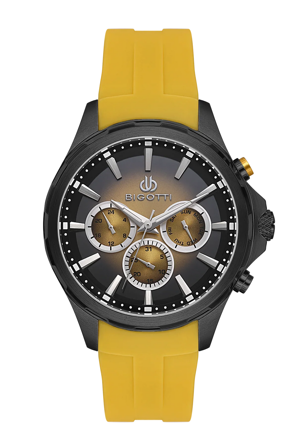 Bigotti Raffinato Yellow Silicone Band Watch for Men BG.1.10679-4 - Daniel Klein Saudi Arabia