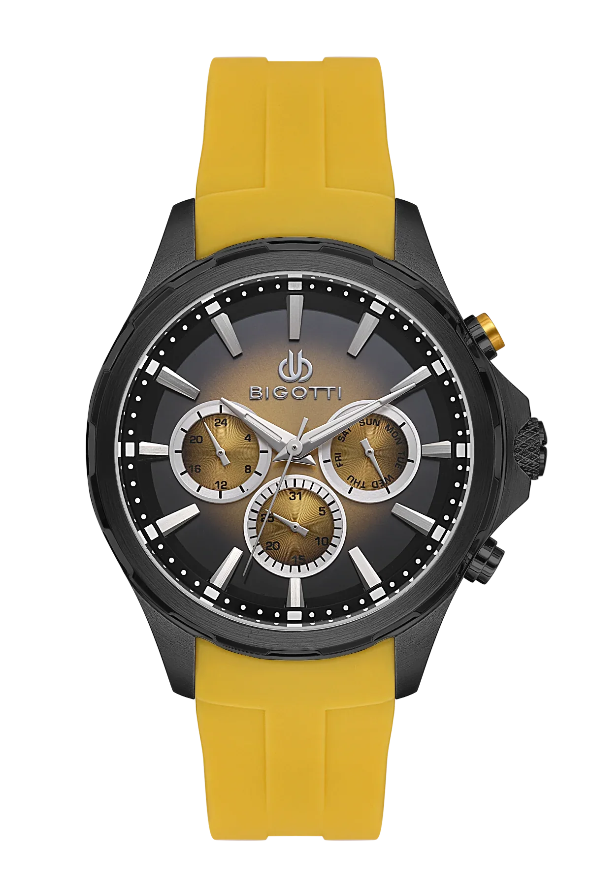 Bigotti Raffinato Yellow Silicone Band Watch for Men BG.1.10679-4 - Daniel Klein Saudi Arabia