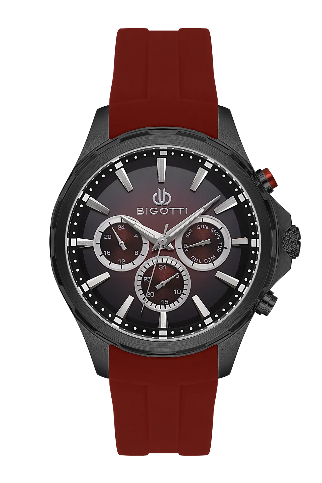 Bigotti Raffinato Dark Red Silicone Band Watch for Men BG.1.10679-5 - Daniel Klein Saudi Arabia