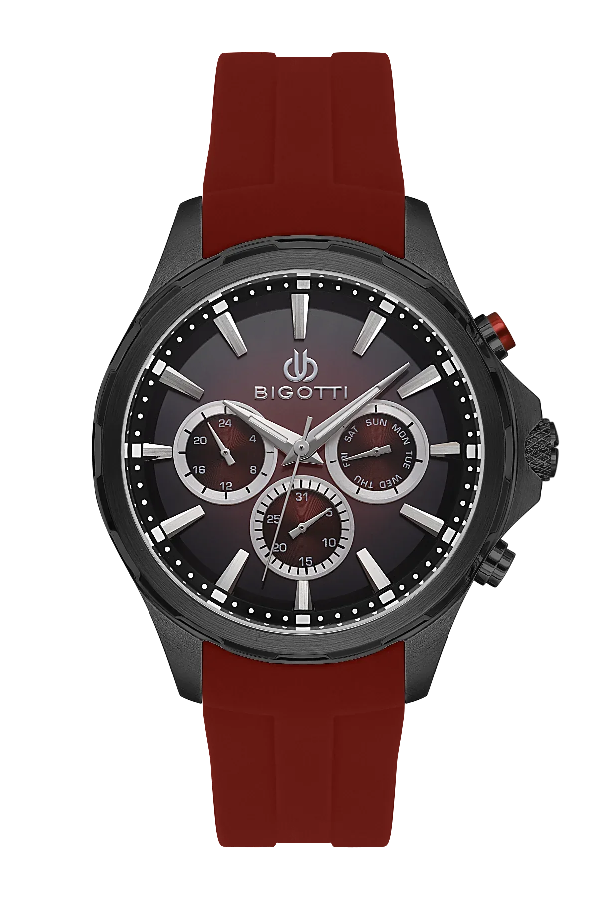 Bigotti Raffinato Dark Red Silicone Band Watch for Men BG.1.10679-5 - Daniel Klein Saudi Arabia