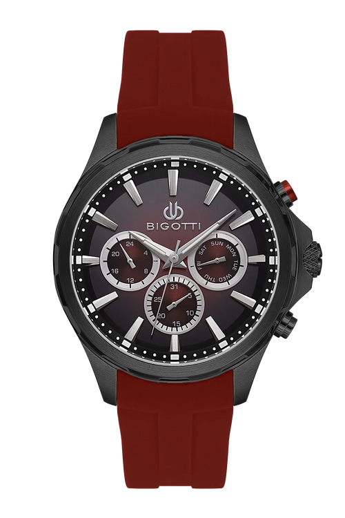 Bigotti Raffinato Dark Red Silicone Band Watch for Men BG.1.10679-5 - Daniel Klein Saudi Arabia