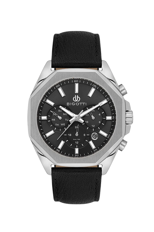 Bigotti Raffinato Black Genuine Leather Watch for Men BG.1.10686-1 - Daniel Klein Saudi Arabia