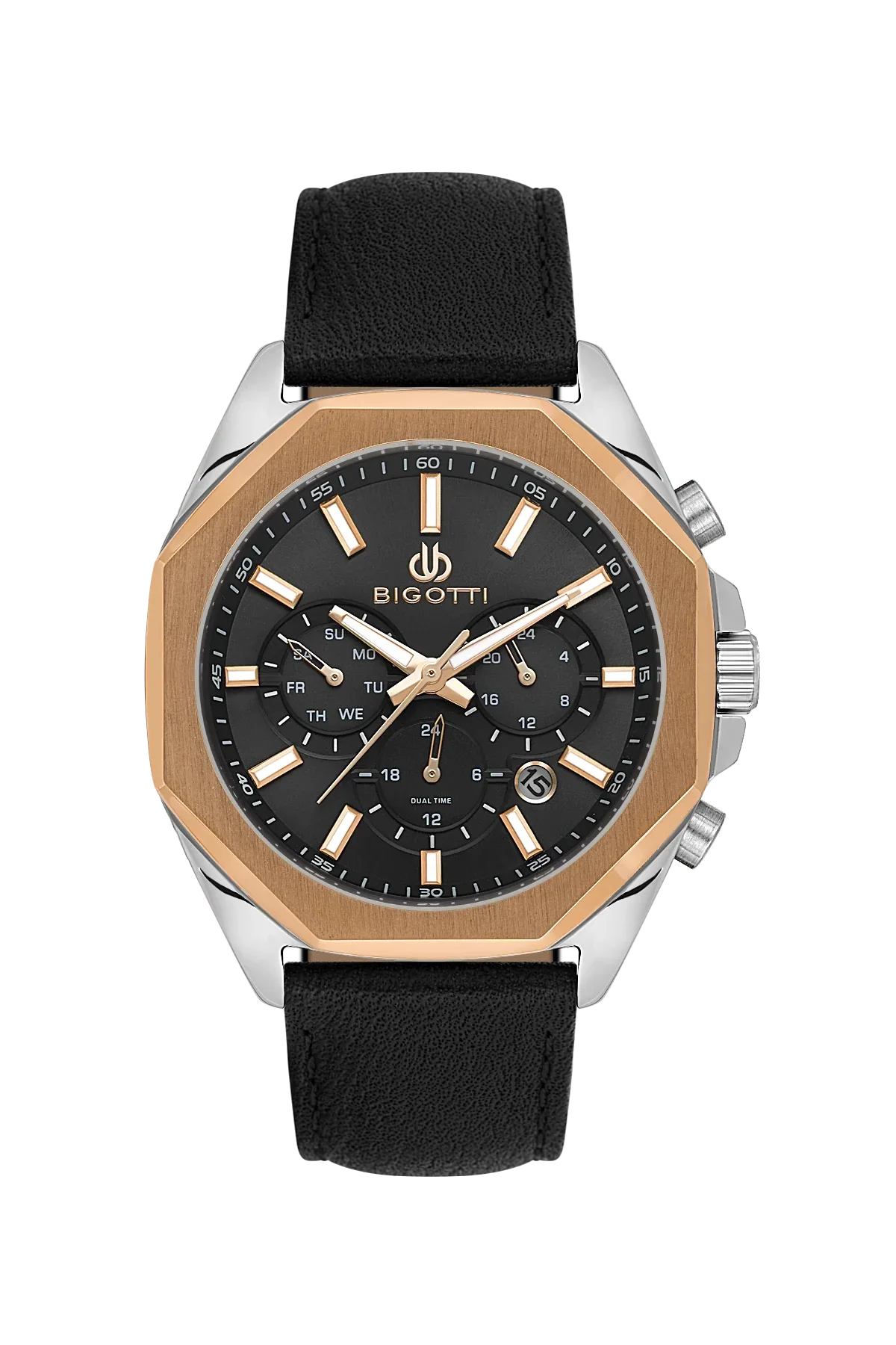 Bigotti Raffinato Black Genuine Leather Watch for Men BG.1.10686-4 - Daniel Klein Saudi Arabia