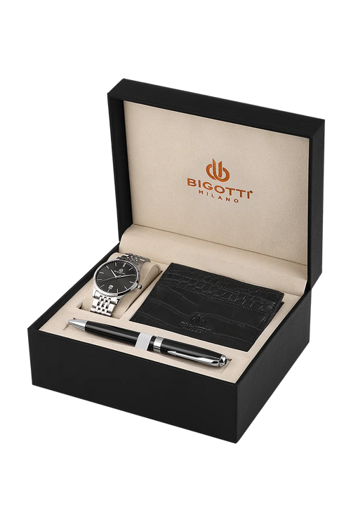Bigotti Quotidiano Silver Stainless Steel Watch Gift Set for Men BG.1.10695-2 - Daniel Klein Saudi Arabia