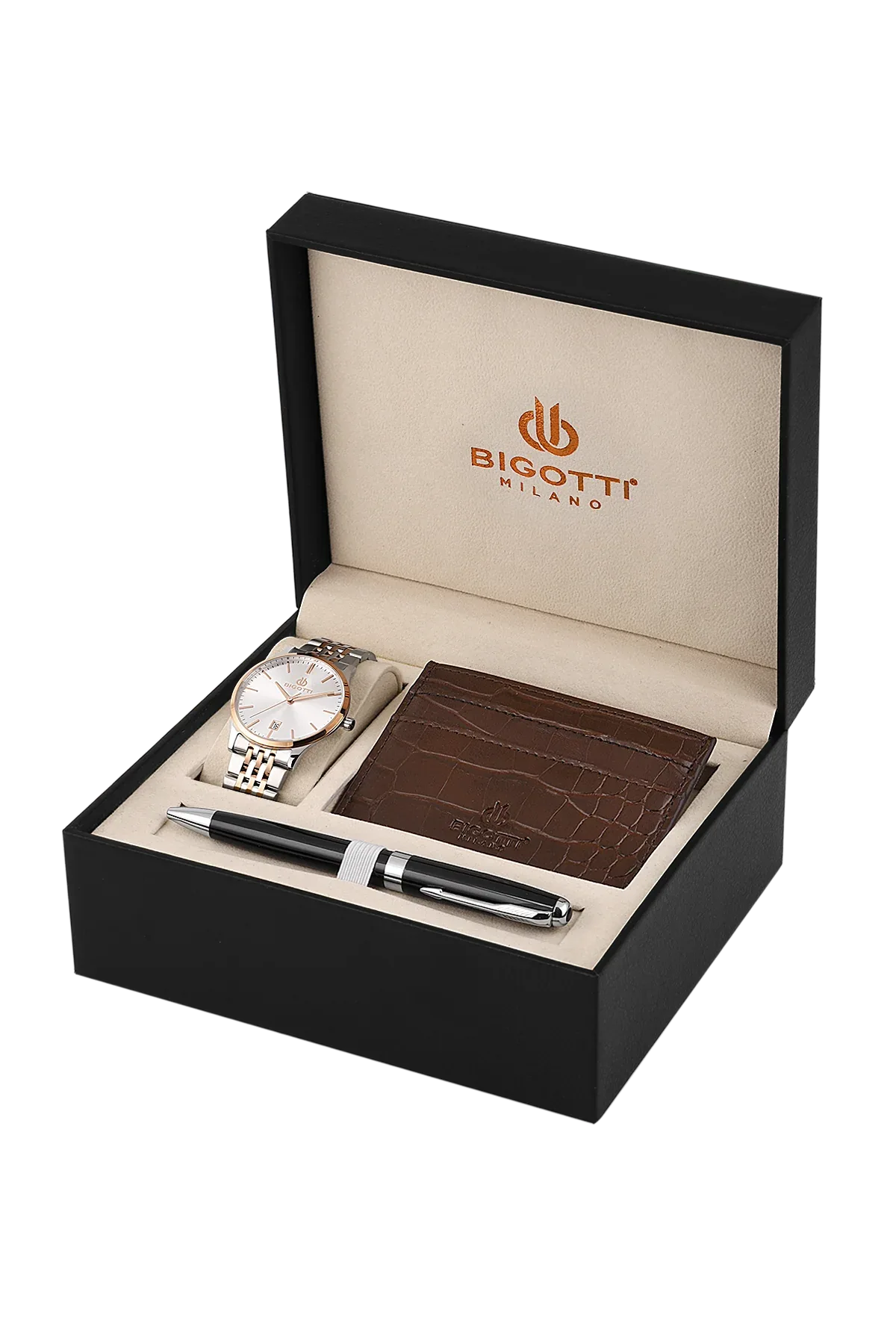 Bigotti Quotidiano Silver and Rose Gold Stainless Steel Watch Gift Set for Men BG.1.10695-5 - Daniel Klein Saudi Arabia