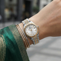 Daniel Klein Premium Silver and Rose Gold Stainless Steel Watch for Women DK.1.14097-5