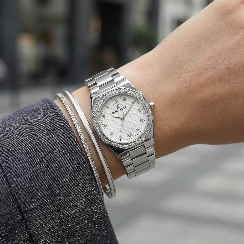 Daniel Klein Premium Silver Stainless Steel Watch for Women DK.1.14099-1